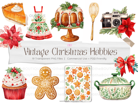 19 Classic Christmas Baking PNGs for Brand Illustrations