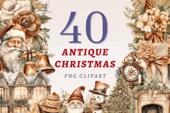 Antique Christmas PNG Bundle: Vintage Illustrations