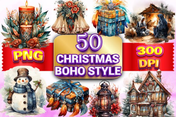 Christmas Boho Clipart 3: Illustrations for Branding