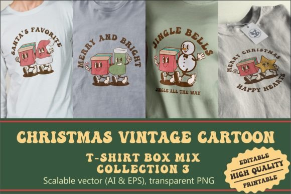 Christmas Box Mix Vintage Cartoon Illustrations