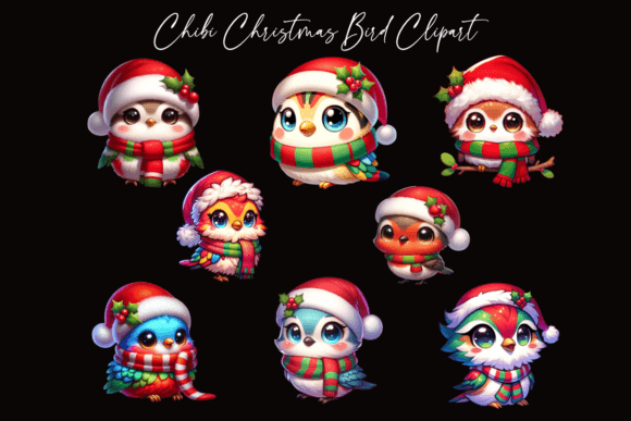 Christmas Chibi Birds: Festive Illustrations