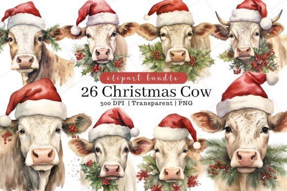 Christmas Cow Watercolor Clipart: Illustrations Review