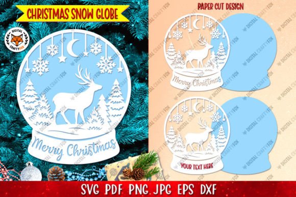 Christmas Deer Snow Globe SVG: Illustrations