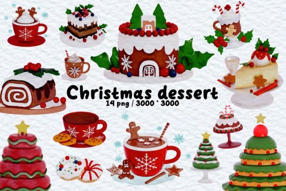 Christmas Dessert 3D Clipart & Illustrations