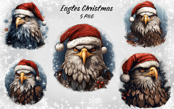 Christmas Eagles Sublimation Bundle: Bold Illustrations