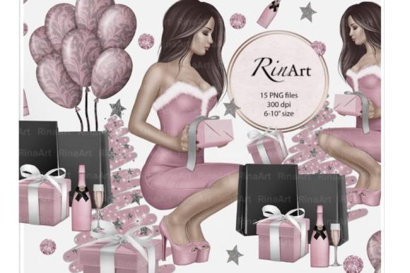 Christmas Fashion Girl Clipart & Illustrations