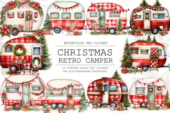 Christmas Retro Camper Clipart & Illustrations Review
