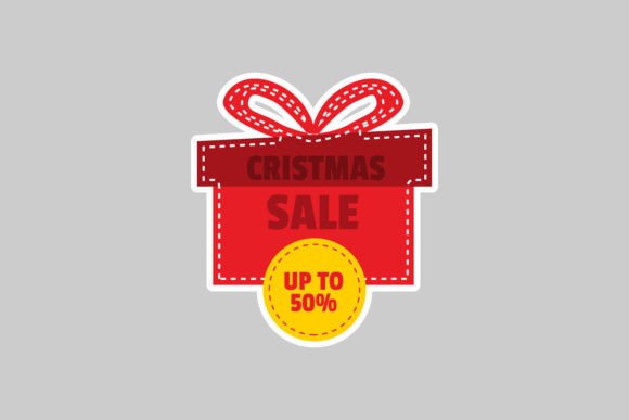 Christmas Sale Sticker Design Vector & Illustrations