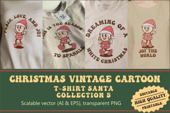 Christmas Santa Vintage Cartoon Illustrations