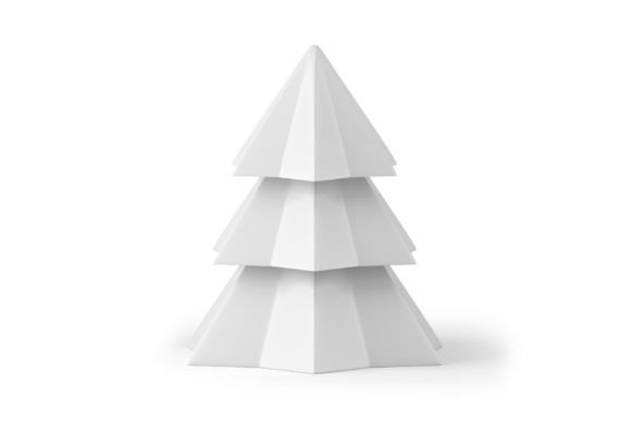 Christmas Tree Polygonal 3D Icon: Modern Illustrations