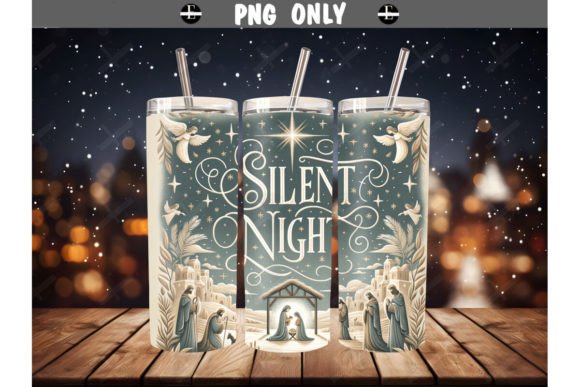 Christmas Tumbler Wraps: Silent Night Illustrations