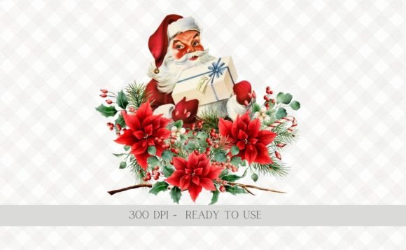 Christmas Vintage Santa Wreath PNG Review