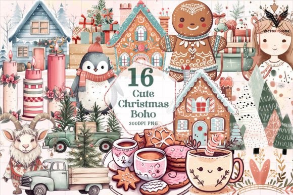 Cute Christmas Boho Sublimation Clipart: A Designer’s Review of Festive Illustrations