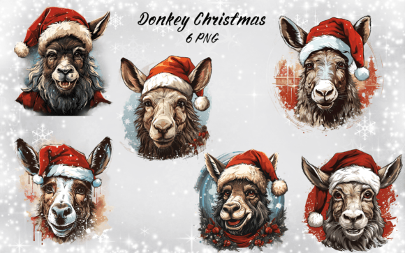 Donkey Christmas Clipart: Illustrations for Festive Blogs