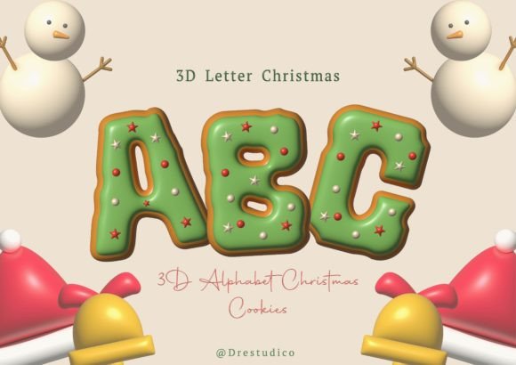 Green Gingerbread 3D Letter Illustrations