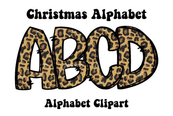 Leopard Christmas Doodle Alphabet Png Illustrations