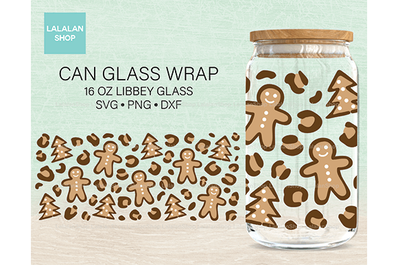 Leopard Christmas Libbey Glass Can 16oz Illustrations