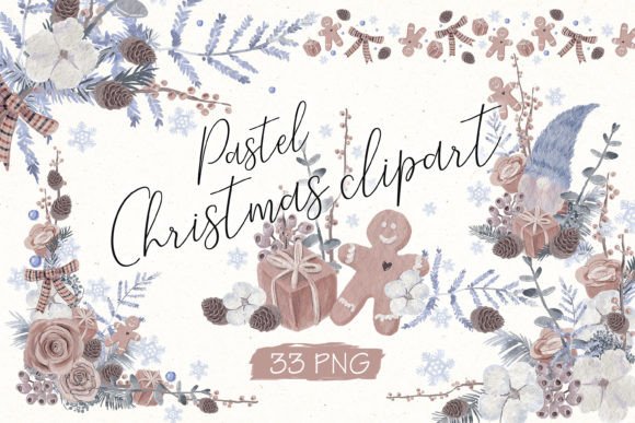 Pastel Merry Christmas PNG Clipart for Illustrations