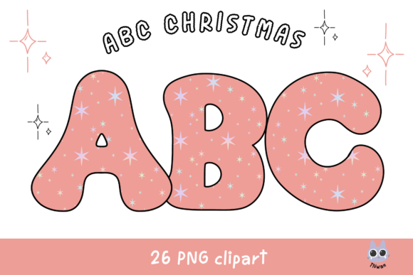 Pink Christmas Alphabet Font Clipart Illustrations