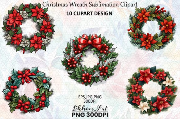 Review: 10 Christmas Wreath Sublimation Clipart Illustrations