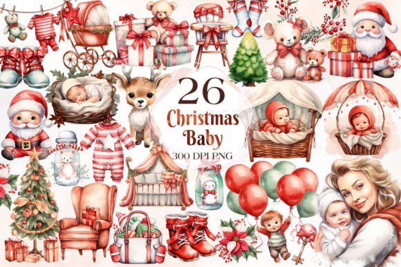 Watercolor Christmas Baby Clipart Bundle Review