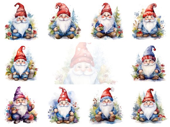 Watercolor Christmas Gnome Clipart Set: Illustrations Review